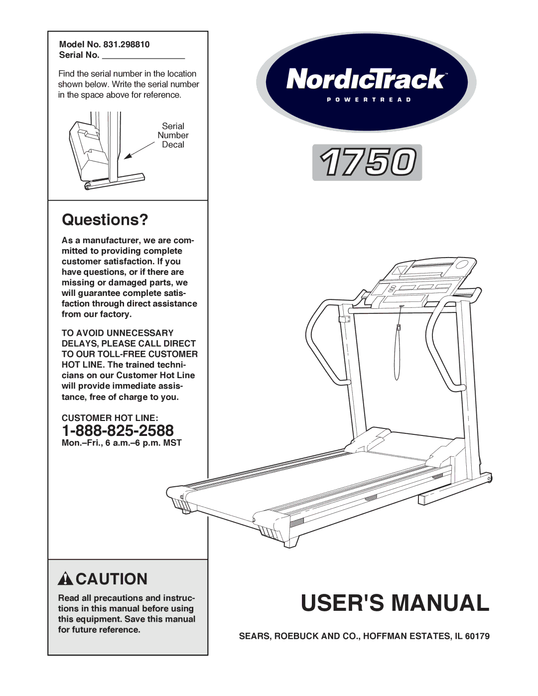 NordicTrack 831.298810 user manual Questions?, Model No Serial No, Customer HOT Line 