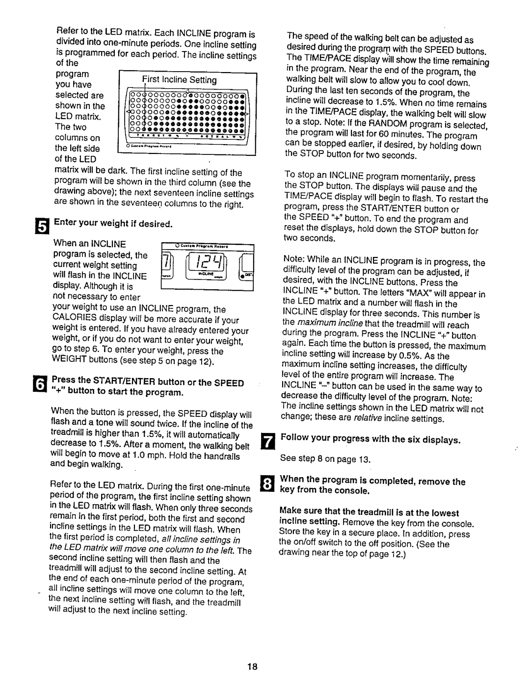 NordicTrack 831.29882 user manual Led, Enter your weight if desired 