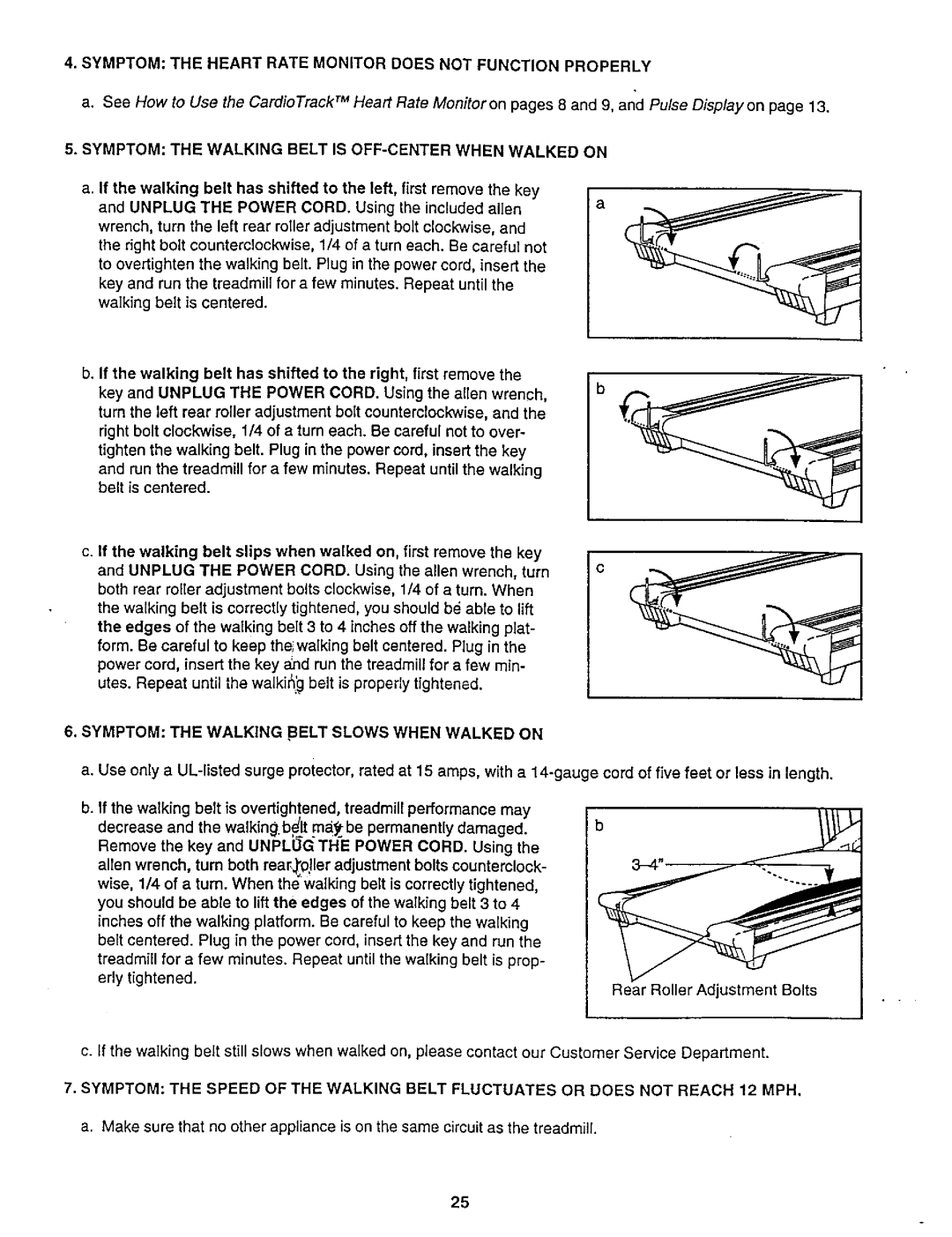 NordicTrack 831.29882 user manual Symptom the Heart Rate Monitor does not Function Properly 