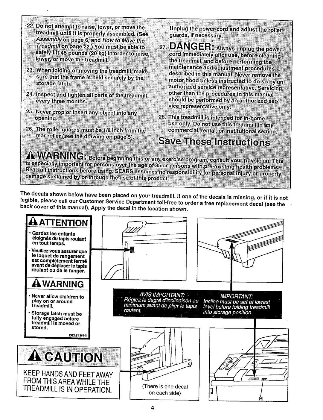 NordicTrack 831.29882 user manual Keephandsand Feetaway Fromthis Areawhilethe 