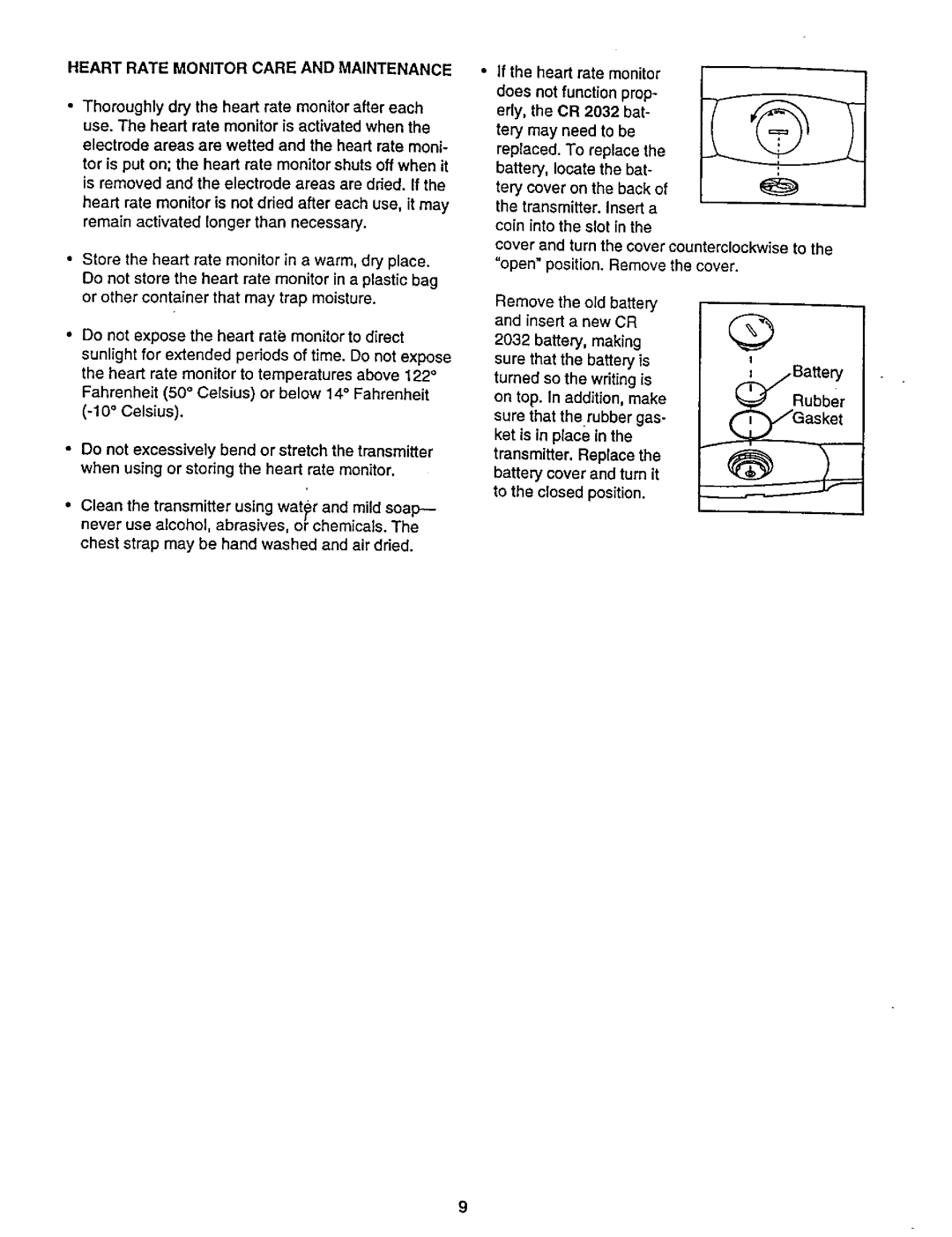 NordicTrack 831.29882 user manual Heart Rate Monitor Care and Maintenance, Cover and turn the cover open position. Remove 