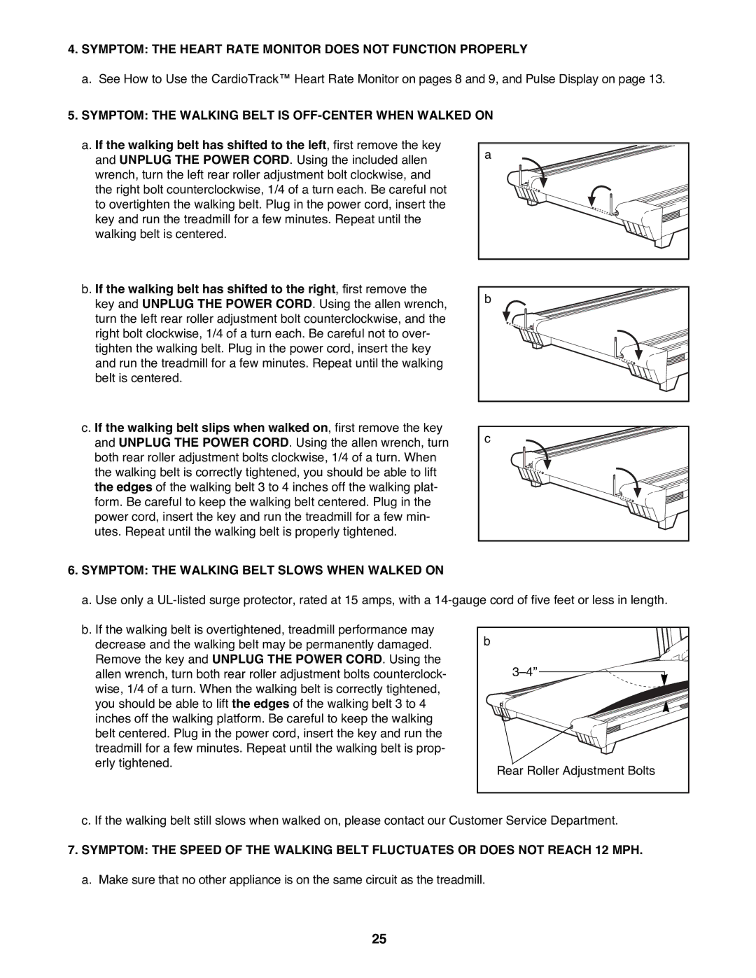 NordicTrack 831.298821 user manual Symptom the Heart Rate Monitor does not Function Properly 