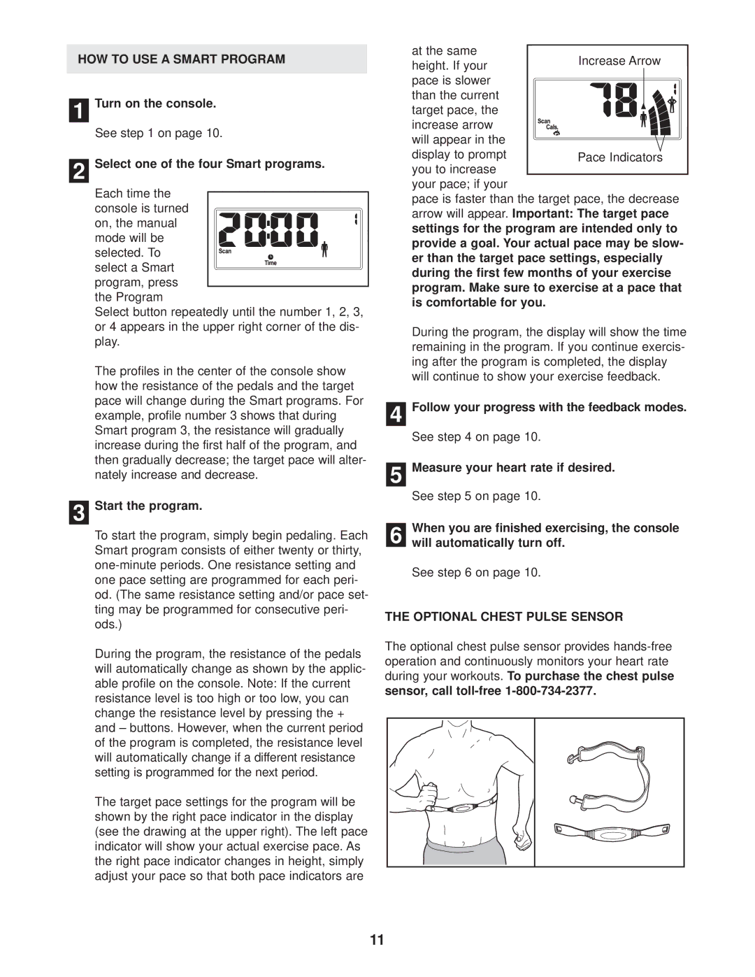 NordicTrack 831.298961 user manual HOW to USE a Smart Program, Optional Chest Pulse Sensor 