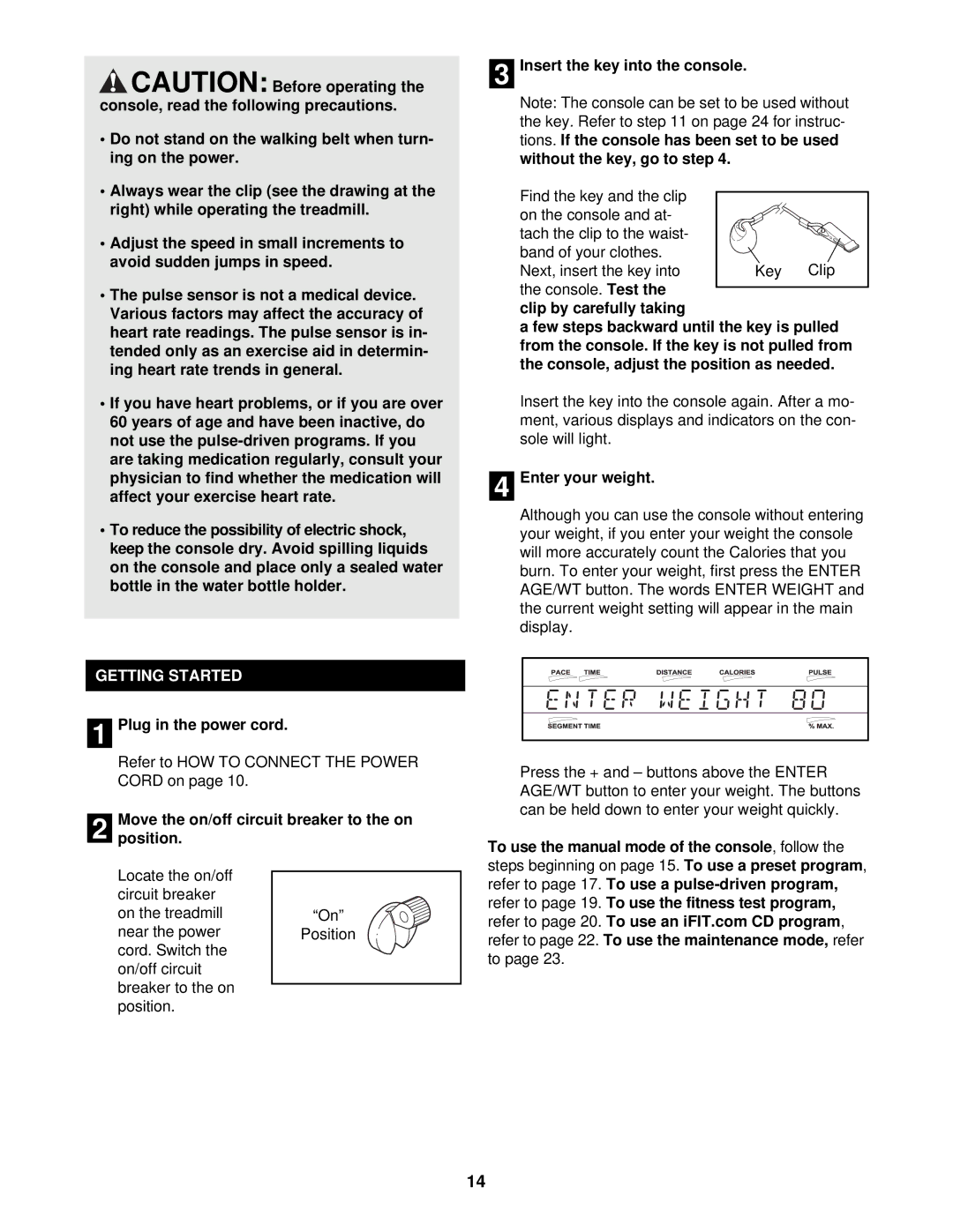 NordicTrack 9600 user manual Getting Started 