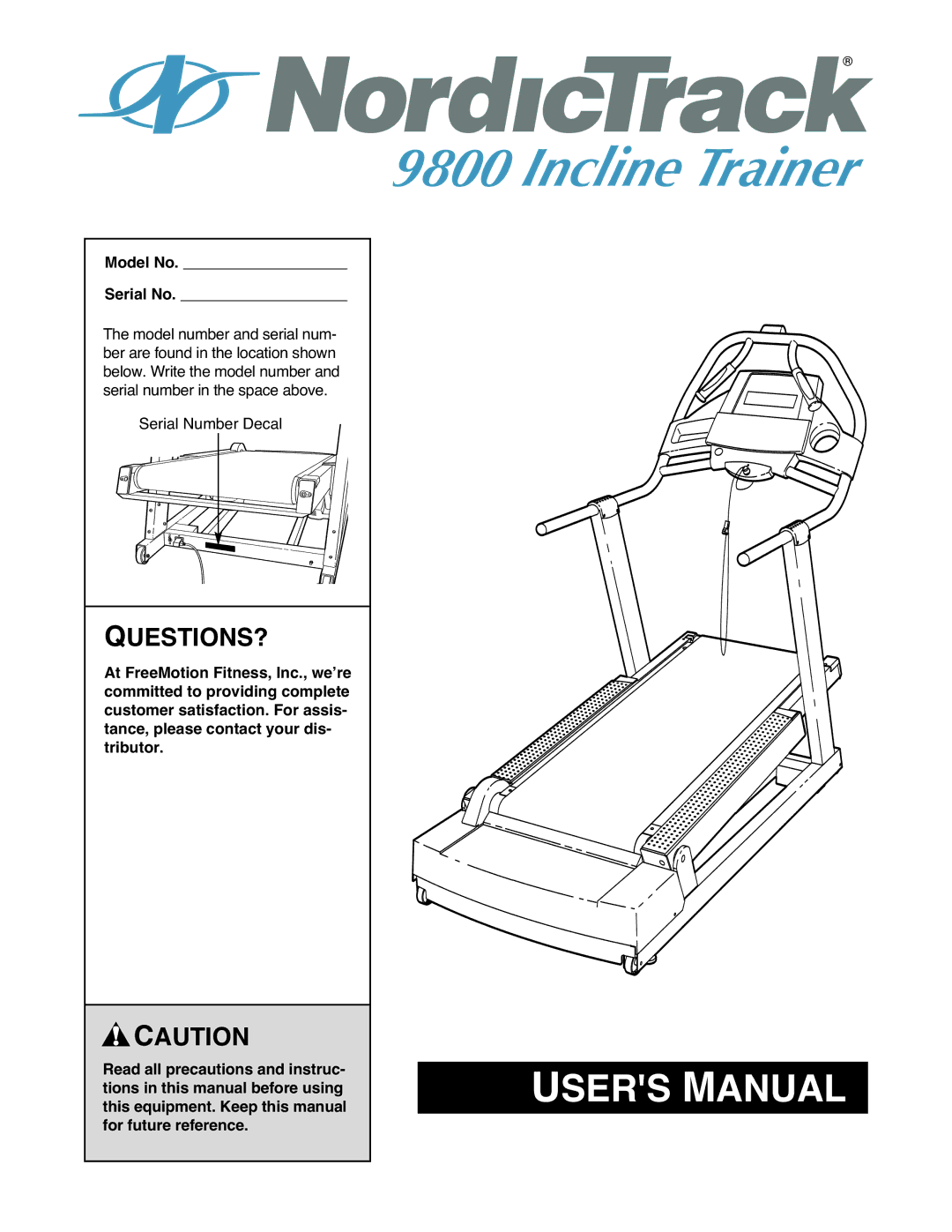 NordicTrack 9800 user manual Questions?, Model No Serial No 