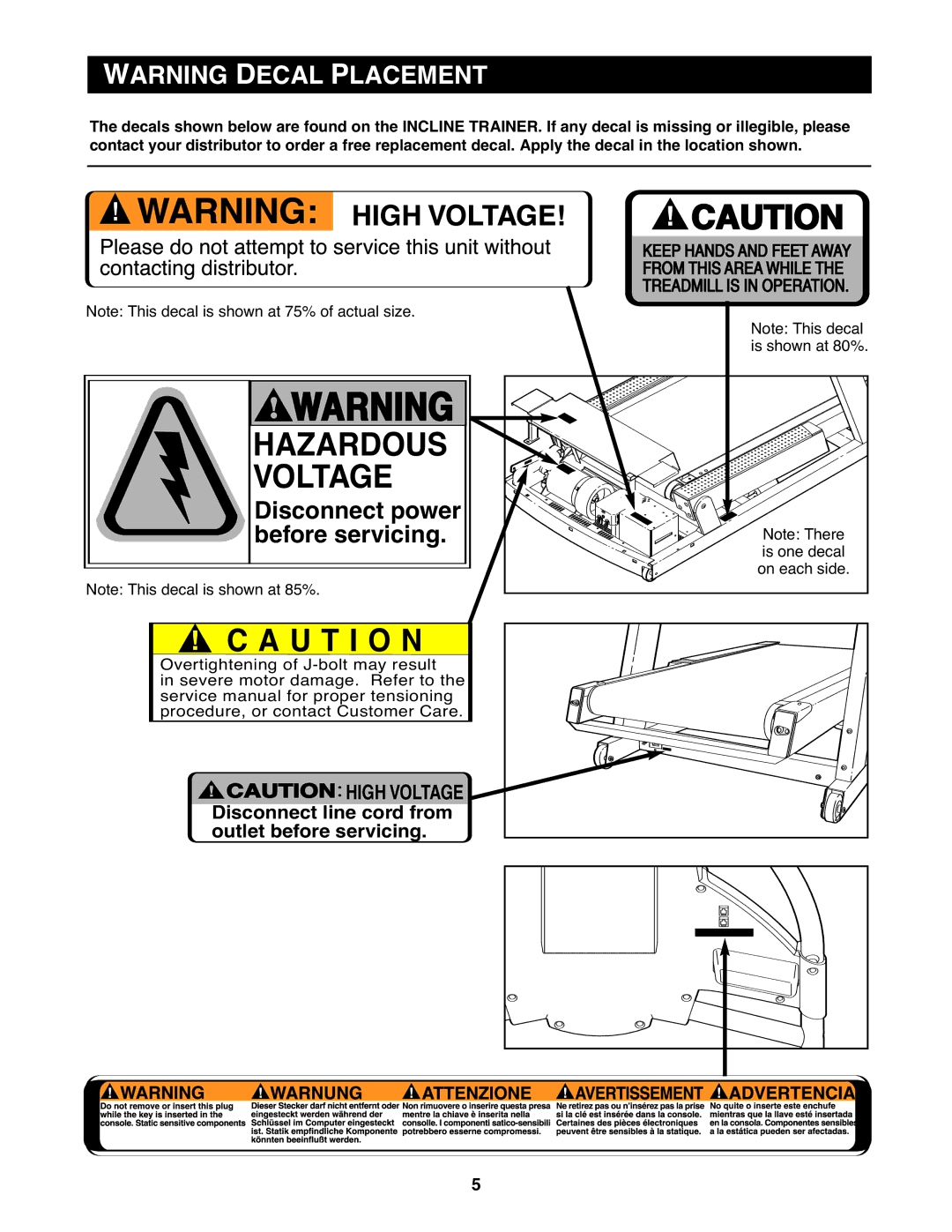 NordicTrack 9800 user manual Hazardous Voltage 