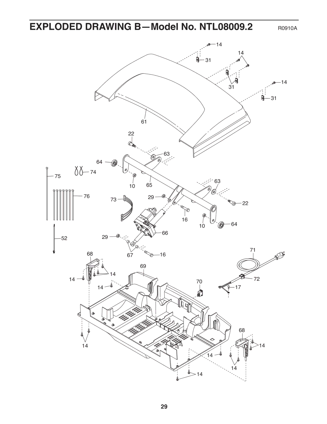 NordicTrack a2550 pro warranty Exploded Drawing B-Model No. NTL08009.2 