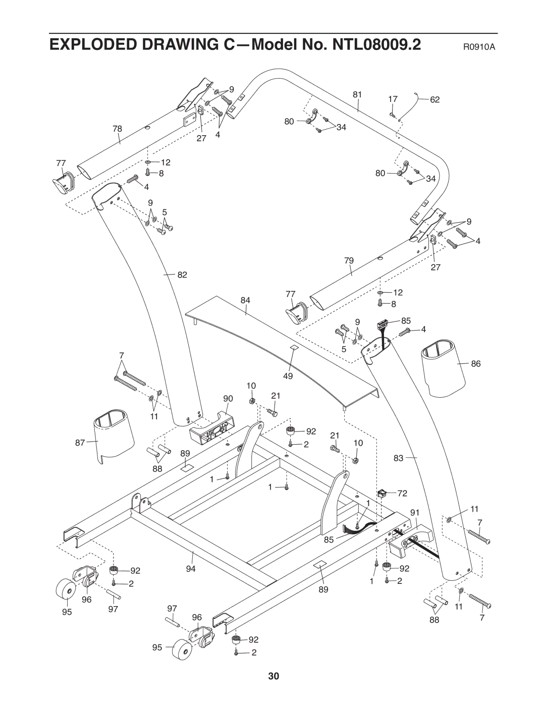 NordicTrack a2550 pro warranty Exploded Drawing C-Model No. NTL08009.2 