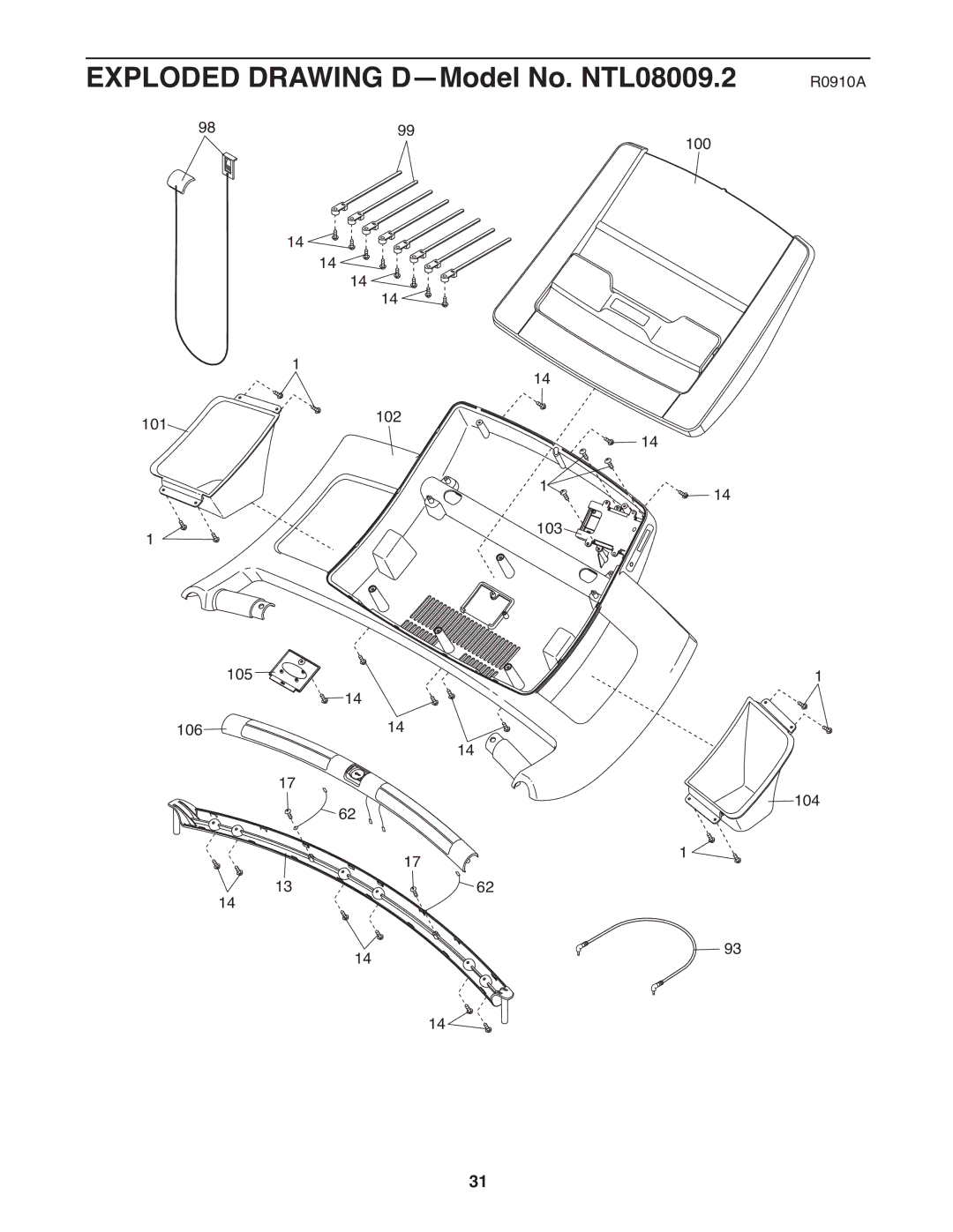 NordicTrack a2550 pro warranty Exploded Drawing D-Model No. NTL08009.2 