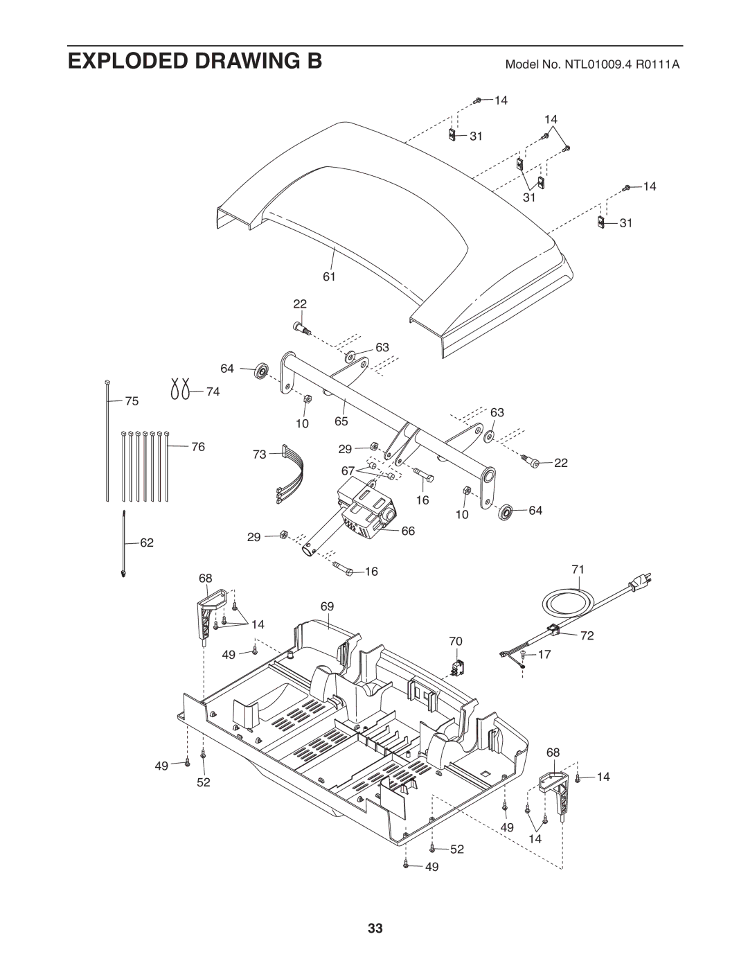 NordicTrack A2750 PRO warranty Exploded Drawing B 