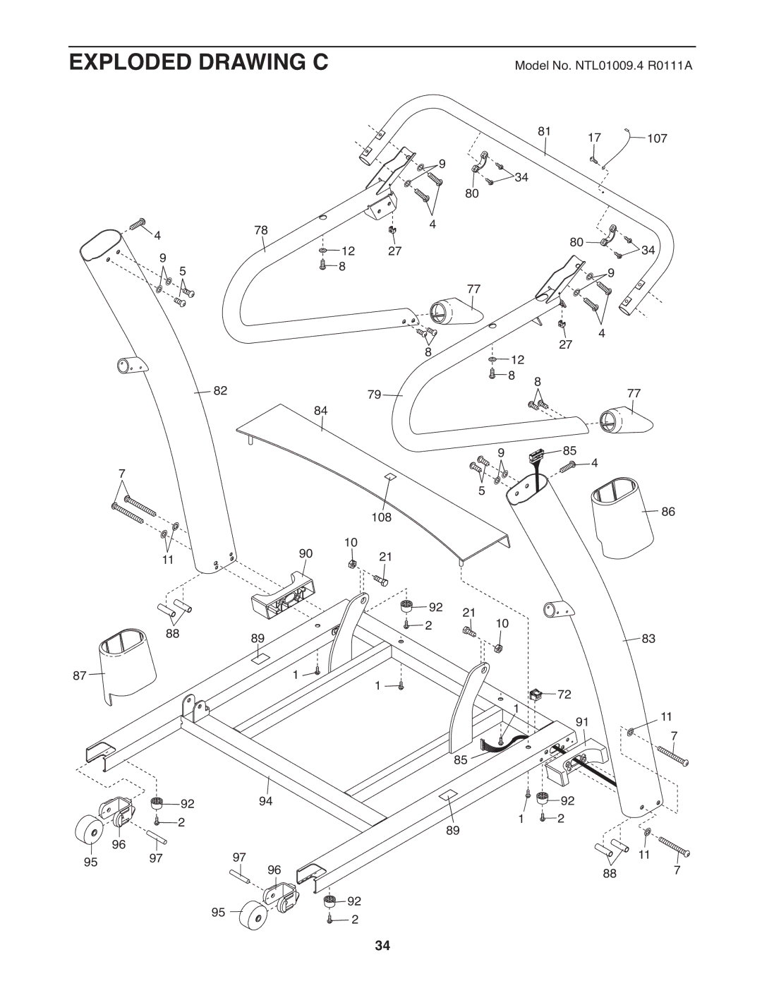 NordicTrack A2750 PRO warranty Exploded Drawing C 