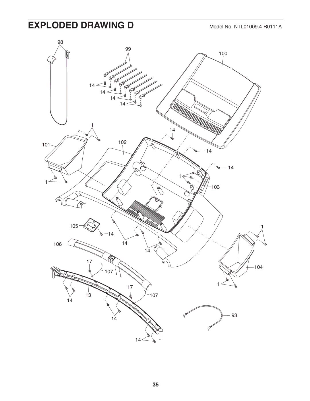 NordicTrack A2750 PRO warranty Exploded Drawing D 