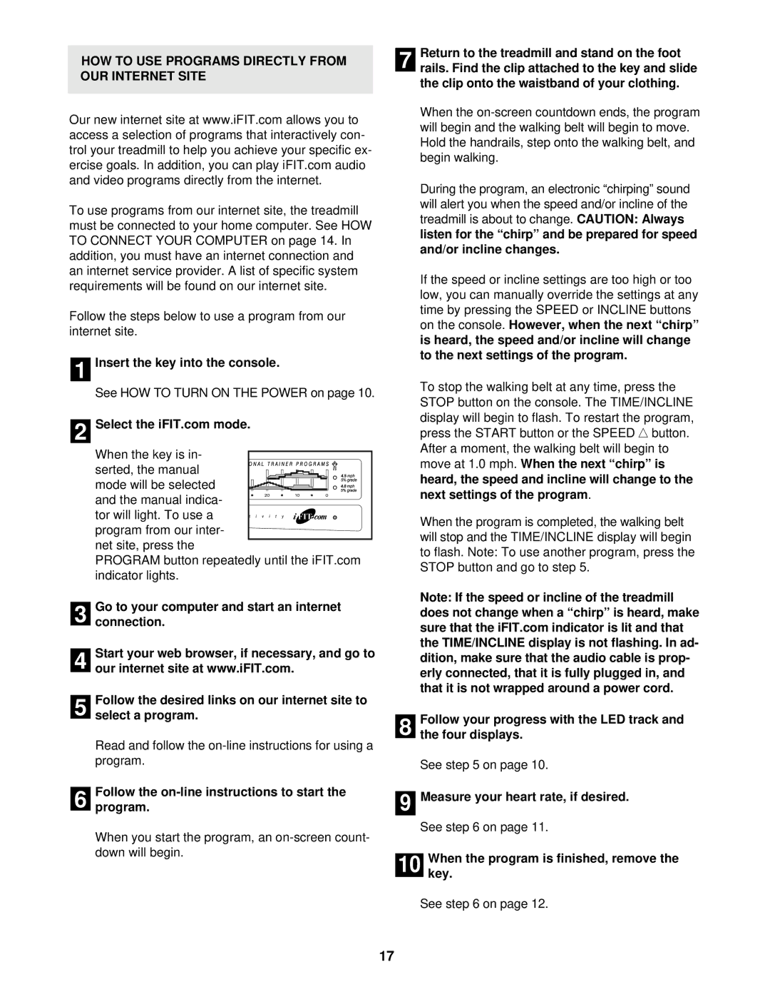 NordicTrack CMX500 user manual HOW to USE Programs Directly from OUR Internet Site 