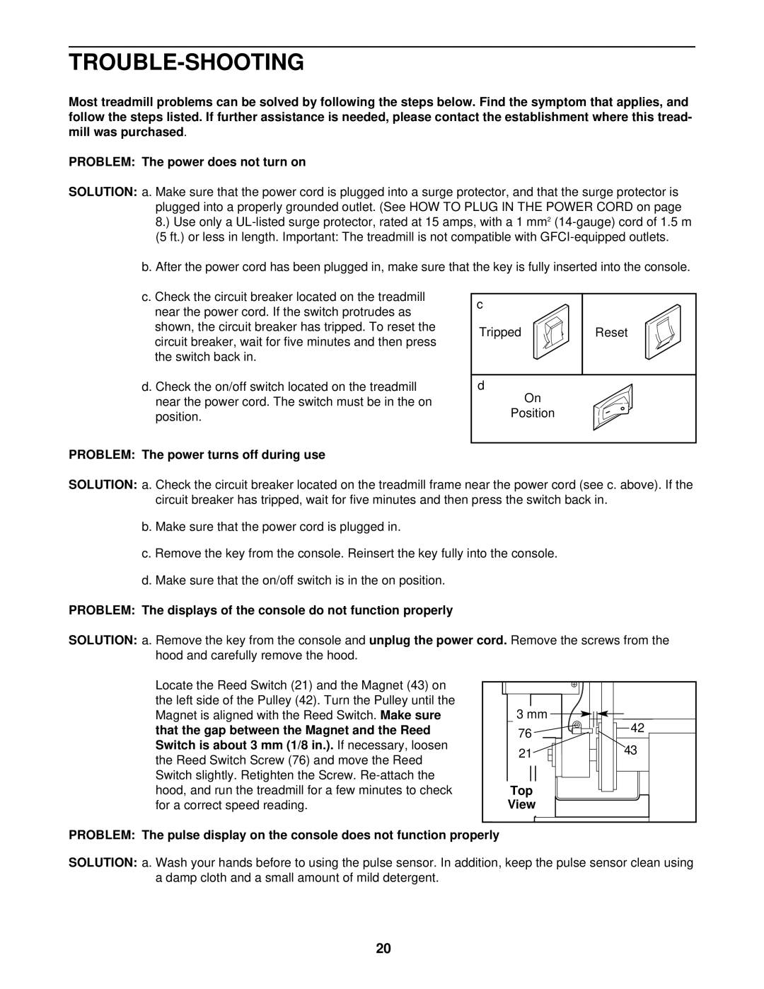 NordicTrack CMX500 user manual Trouble-Shooting, Solution 