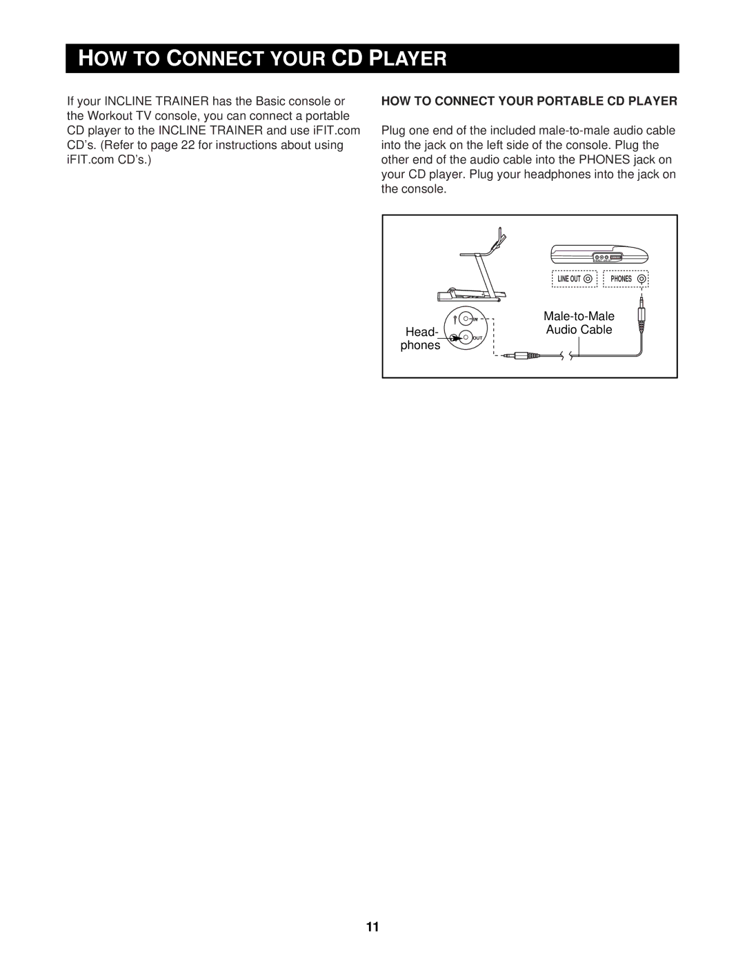 NordicTrack CTK65020 user manual OW to Onnect Your, HOW to Connect Your Portable CD Player, Head, Phones 