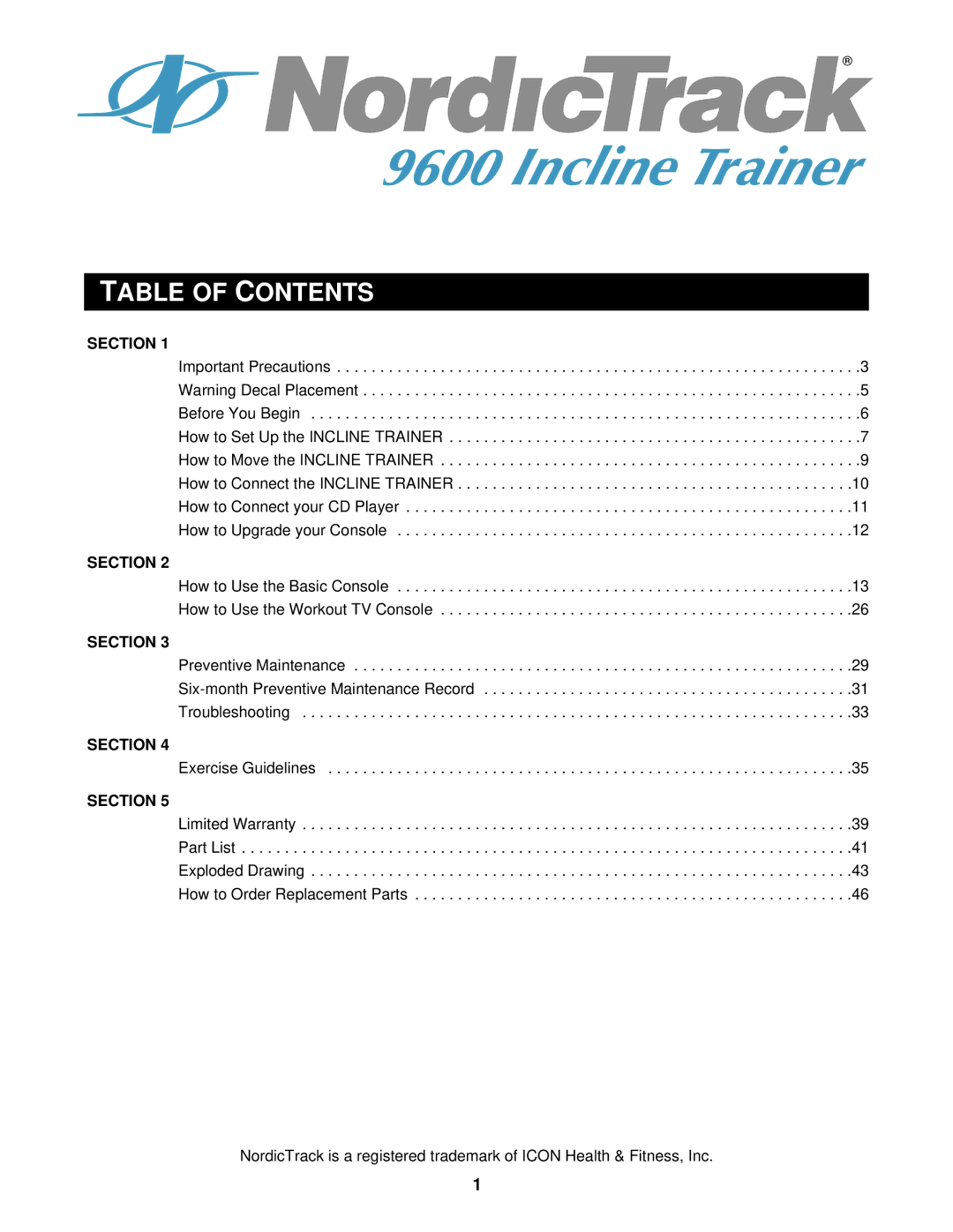 NordicTrack CTK65020 user manual Able, Section 