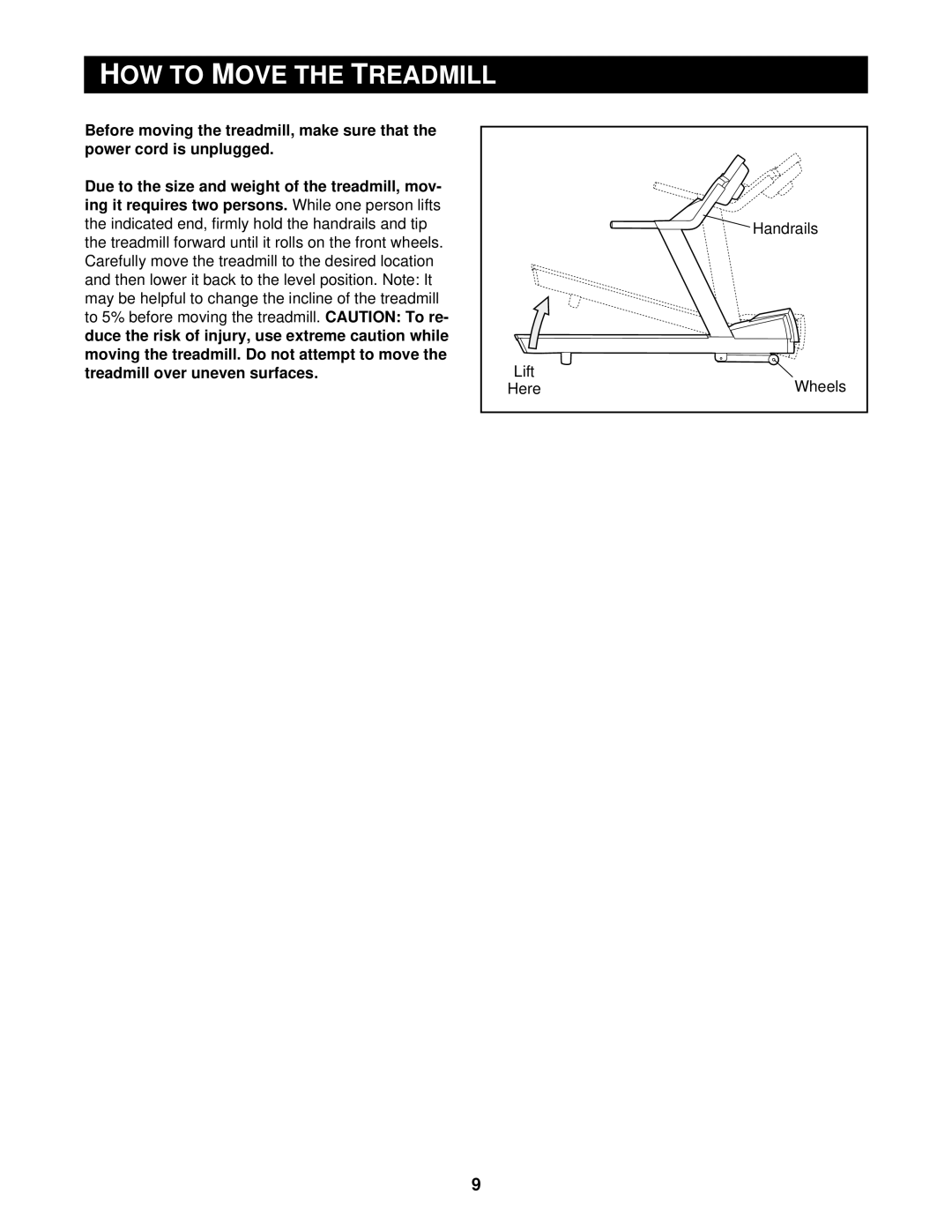 NordicTrack CTL49021 user manual OW to OVE, Handrails Lift, Here 