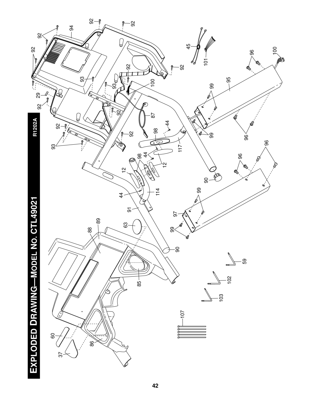 NordicTrack CTL49021 user manual Xploded, 114 100 117 107 101 103 102 