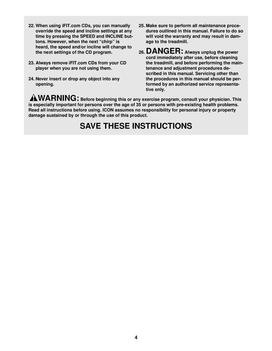 NordicTrack CTL49021 user manual Never insert or drop any object into any opening 