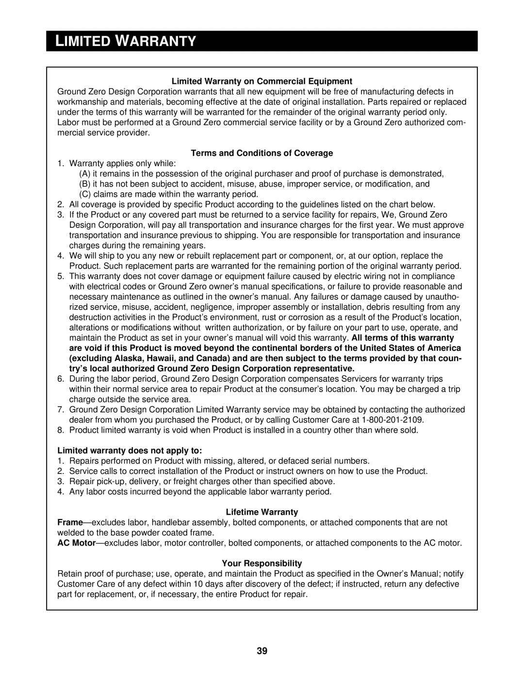 NordicTrack CTL8250, CTL8750, CTL8500 user manual Imited Arranty 