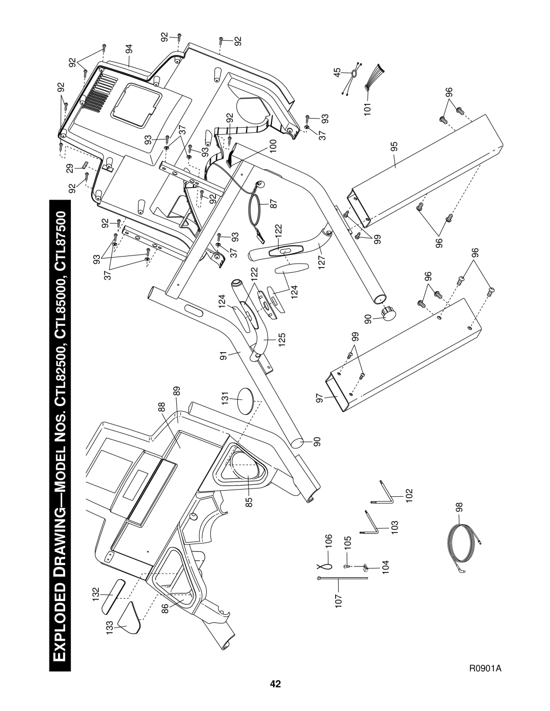 NordicTrack CTL8250, CTL8750, CTL8500 user manual OS. C TL82500, C TL85000, C, 131 124 122 125 127 106 107 105 104 