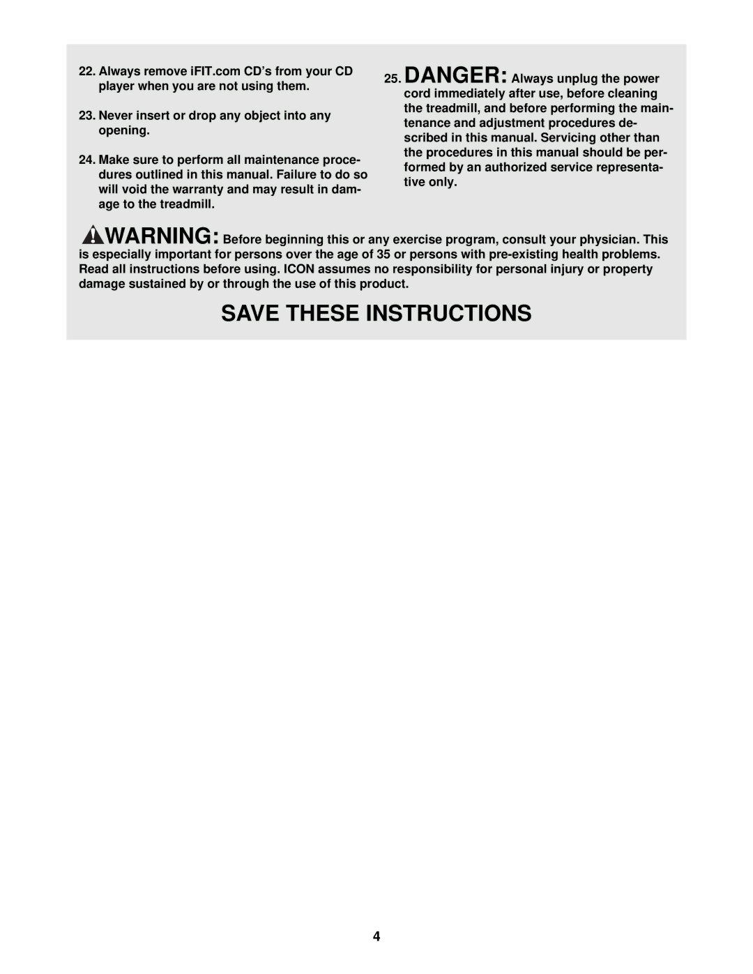 NordicTrack CTL8500, CTL8750, CTL8250 user manual Never insert or drop any object into any opening 