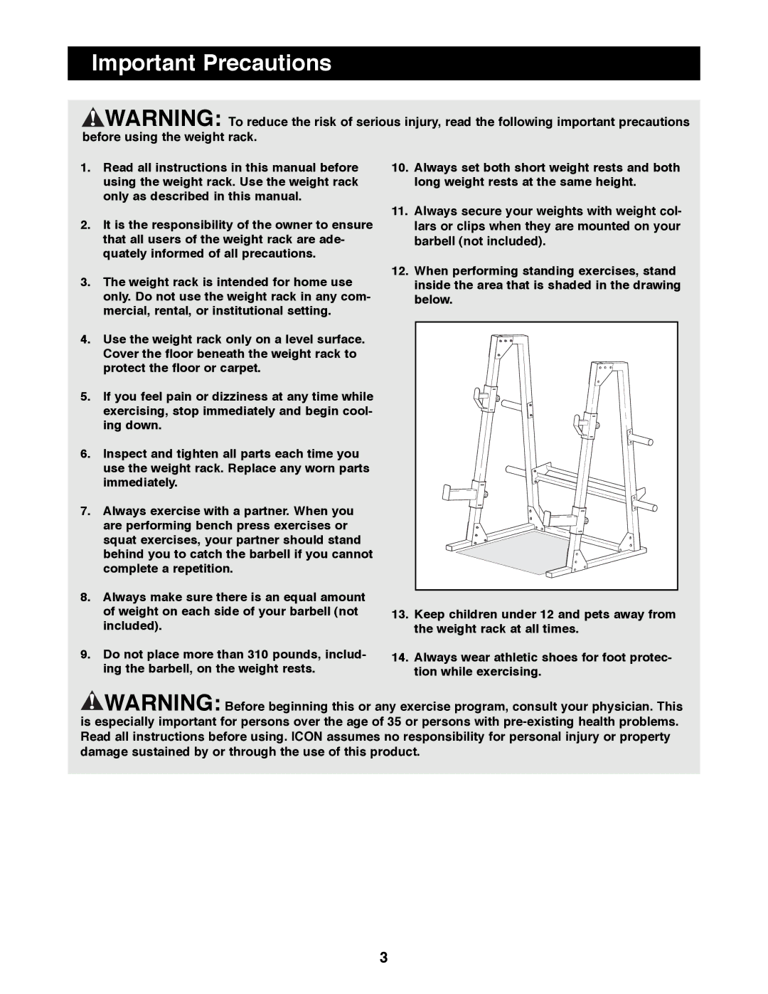 NordicTrack GRT360 manual Important Precautions 