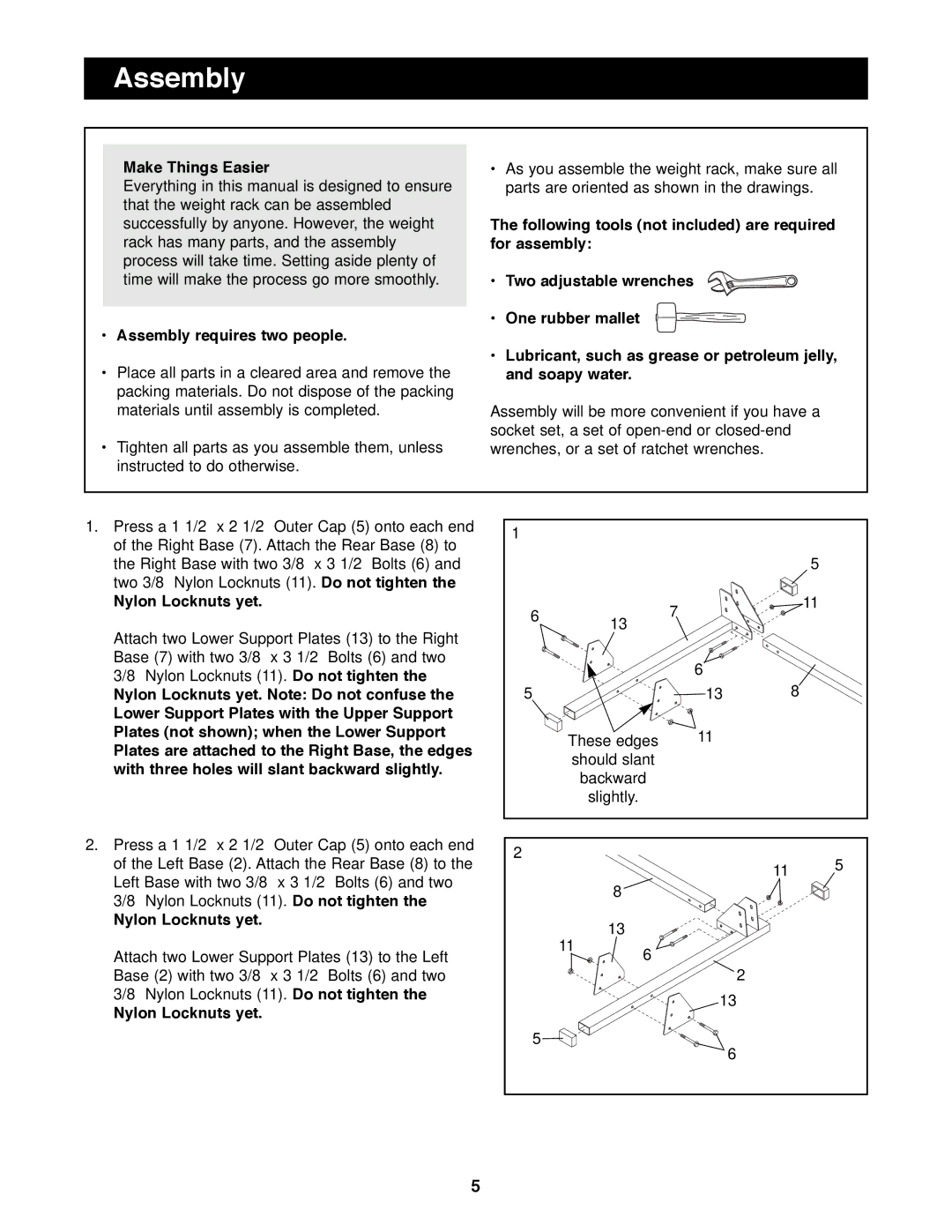 NordicTrack GRT360 manual Make Things Easier, ¥ Assembly requires two people, Nylon Locknuts yet 