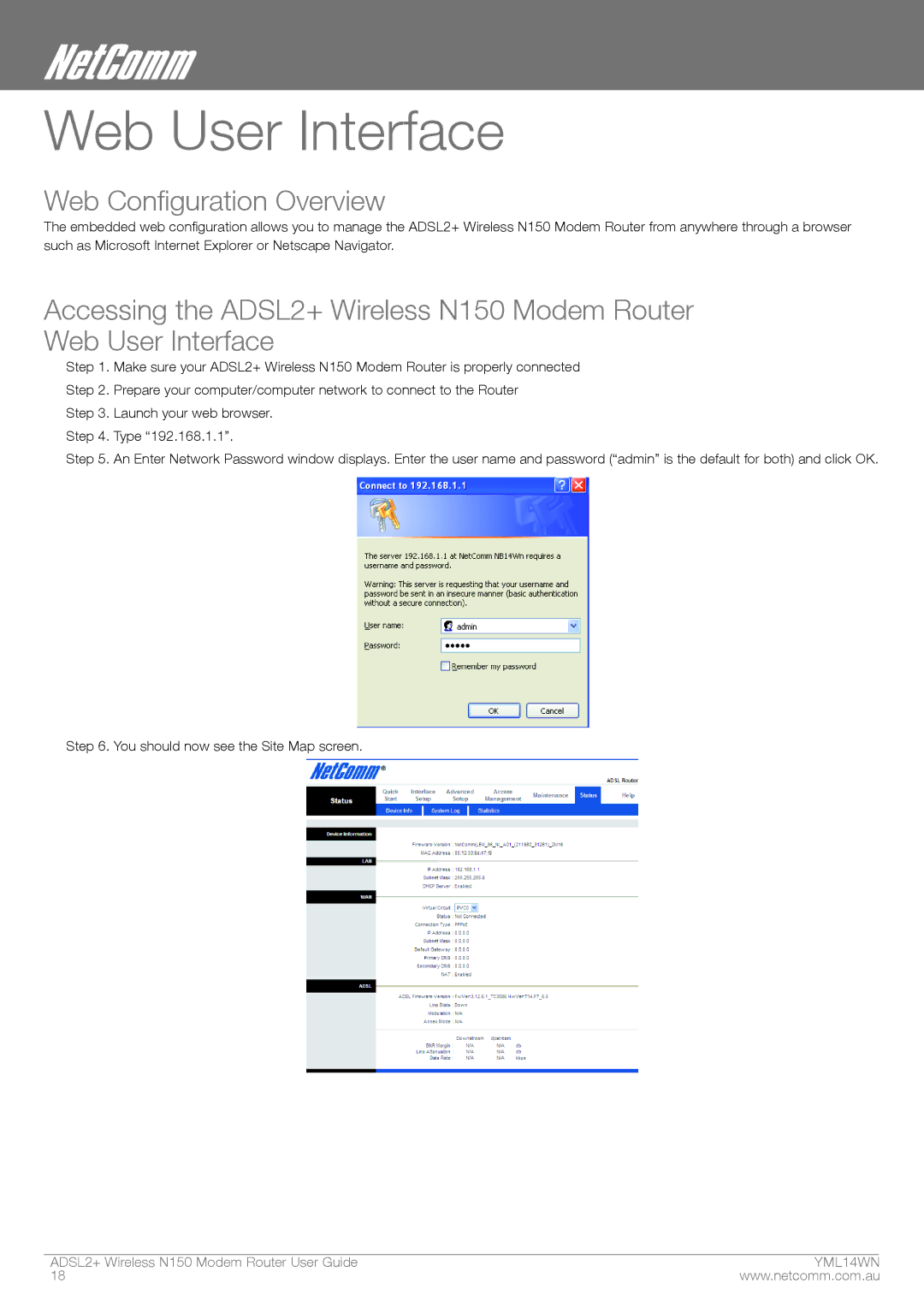 NordicTrack N150 manual Web User Interface, Web Configuration Overview 