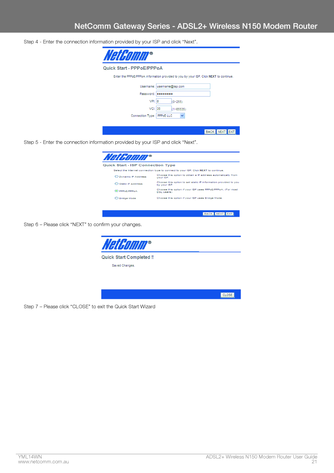 NordicTrack manual NetComm Gateway Series ADSL2+ Wireless N150 Modem Router 