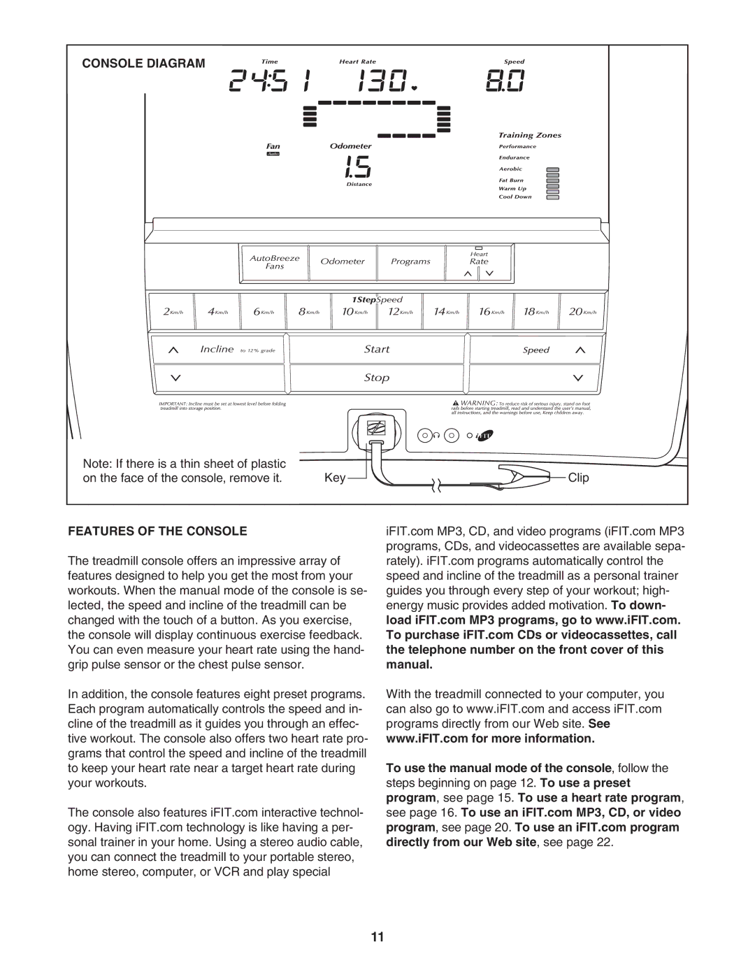 NordicTrack NATL81205.0 manual Console Diagram, Features of the Console 