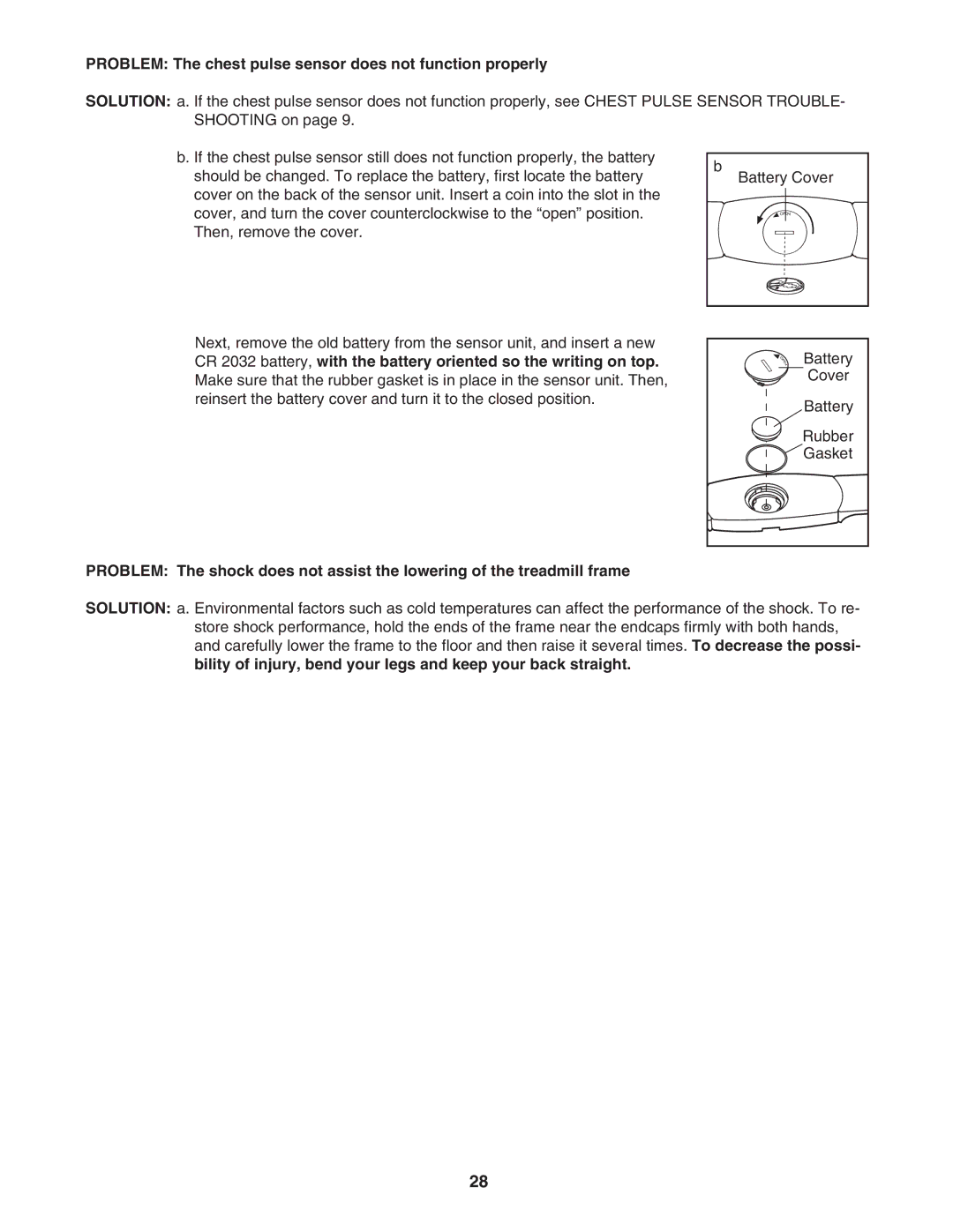 NordicTrack NATL81205.0 manual Problem The chest pulse sensor does not function properly 