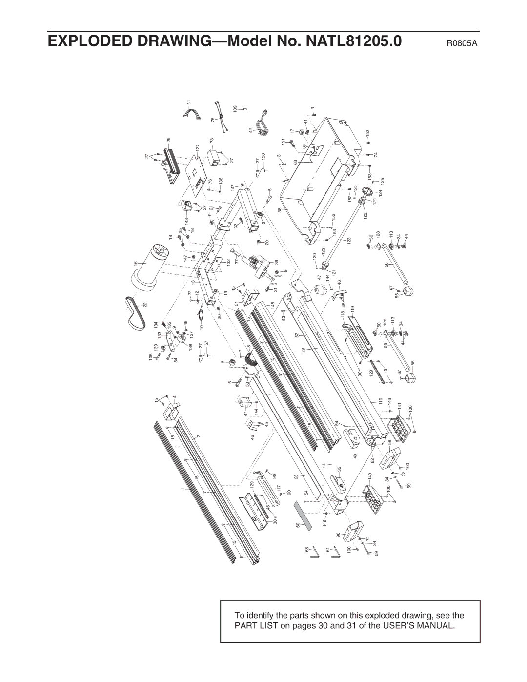 NordicTrack manual Exploded DRAWING-Model No. NATL81205.0 