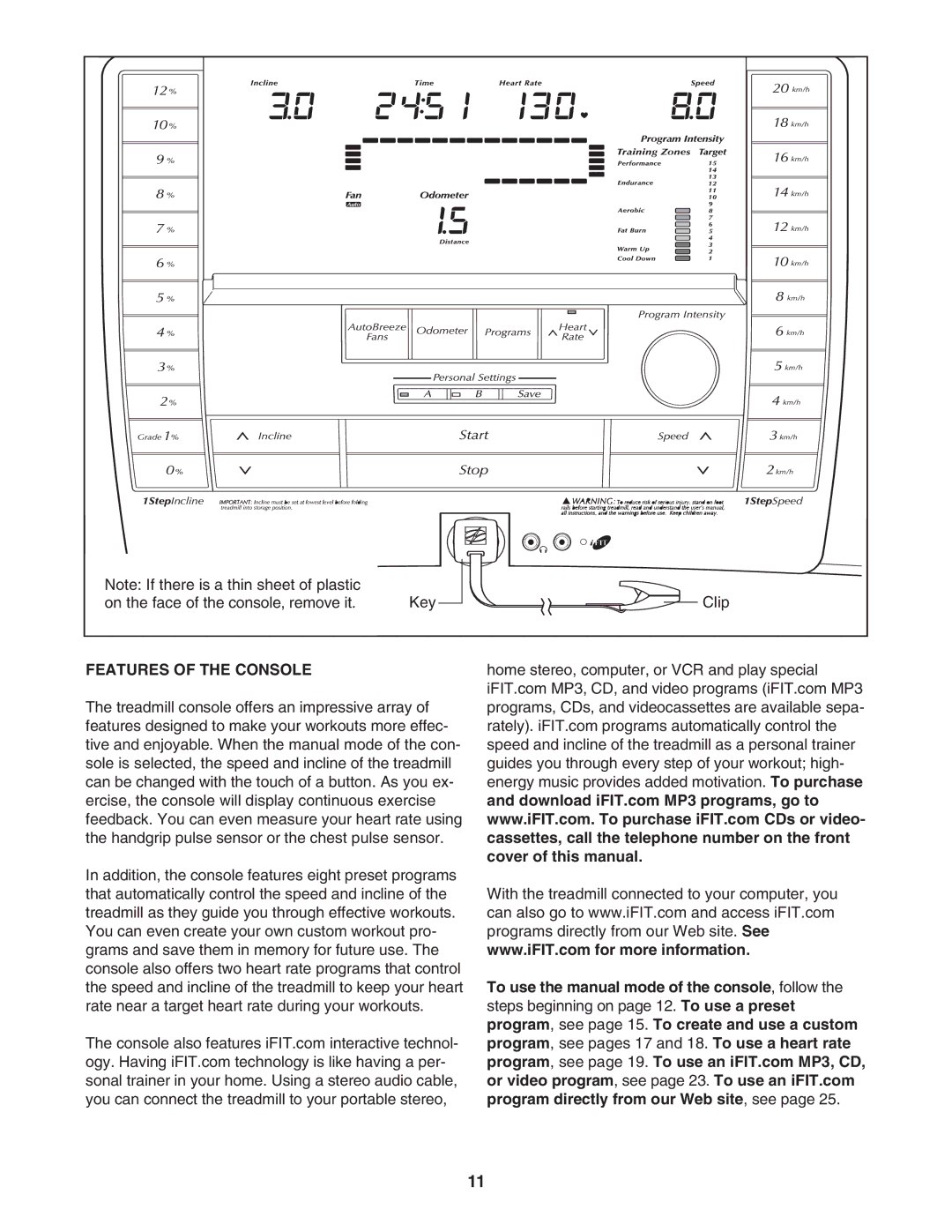 NordicTrack NATL82205.0 user manual Features of the Console 