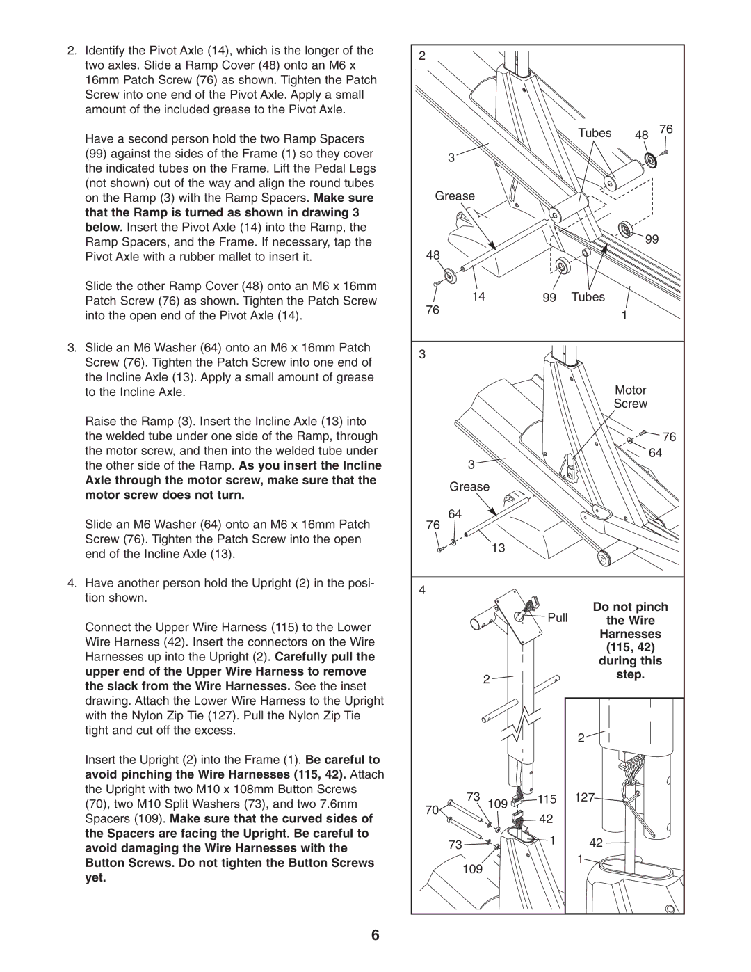 NordicTrack NCCEL09940 user manual Do not pinch, Harnesses, During this Step 