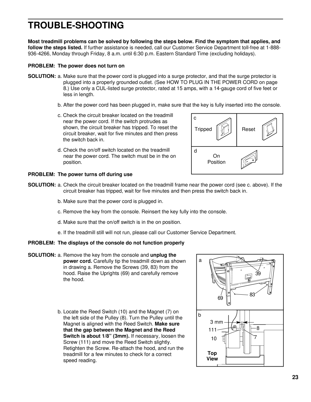 NordicTrack NCTL09990 manual Trouble-Shooting, Solution 