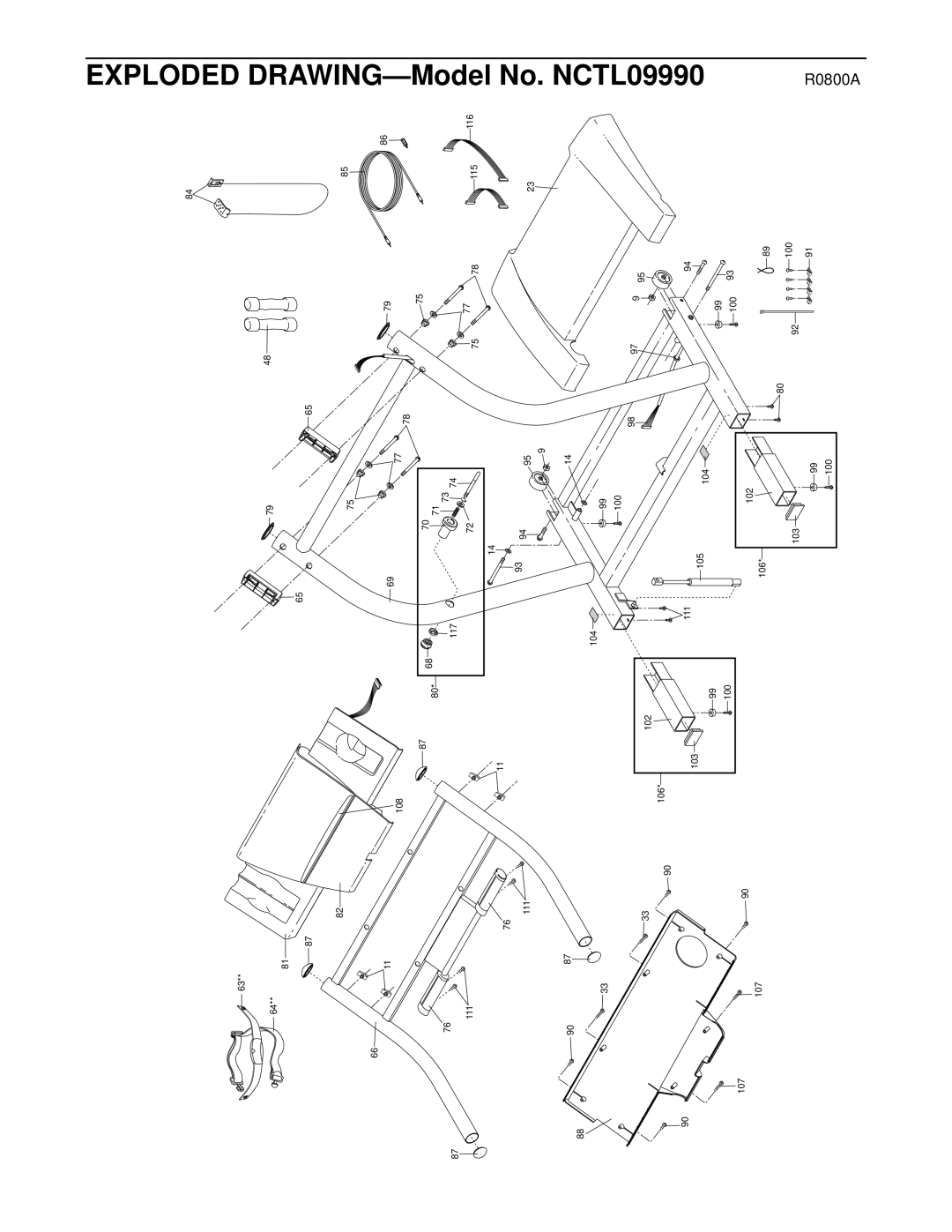 NordicTrack NCTL09990 manual Exploded DRAWING-Model 