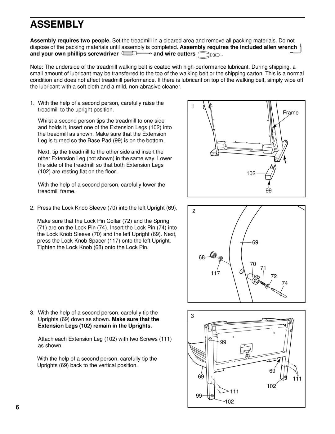 NordicTrack NCTL09992 user manual Assembly requires two people, Extension Legs 102 remain in the Uprights 