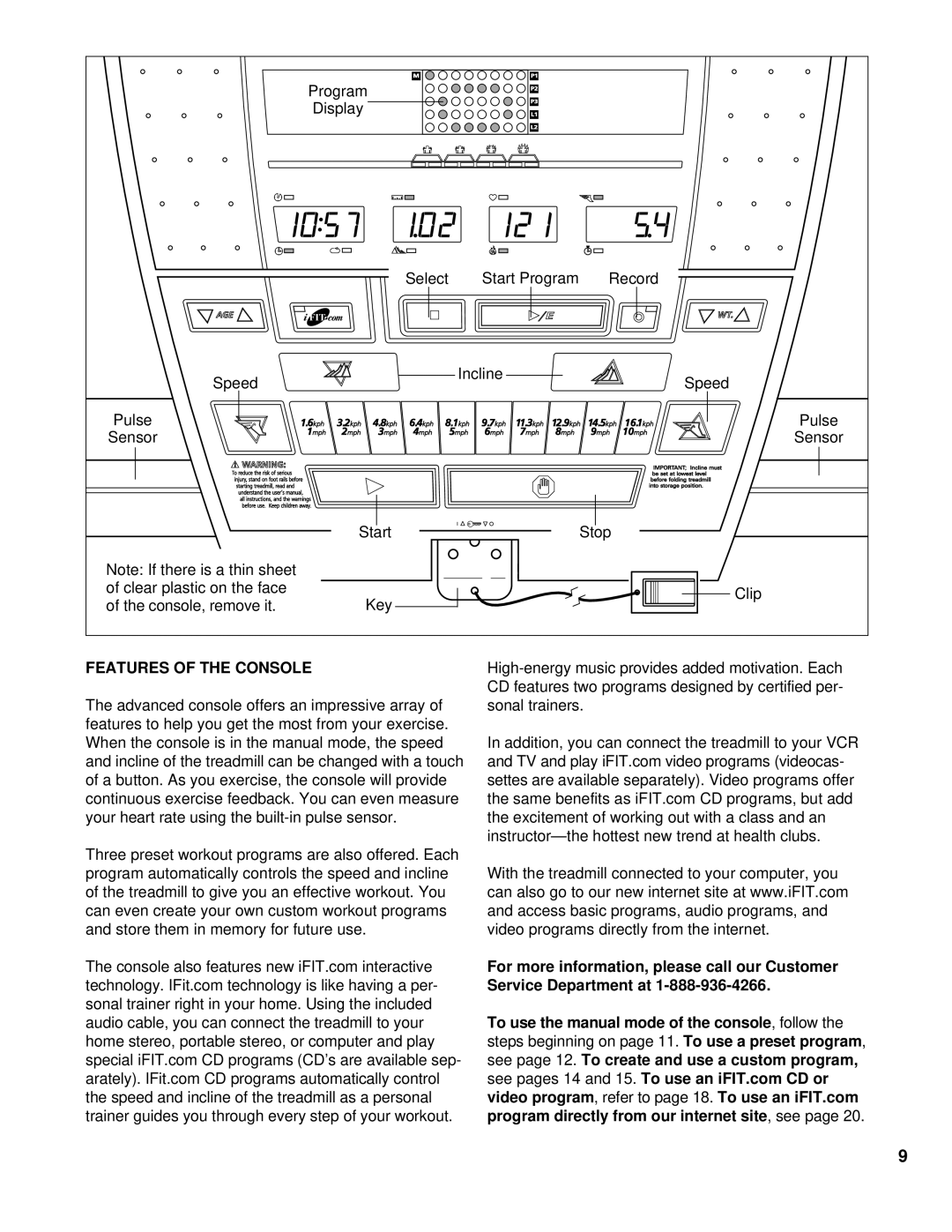 NordicTrack NCTL09992 user manual Features of the Console, Video 