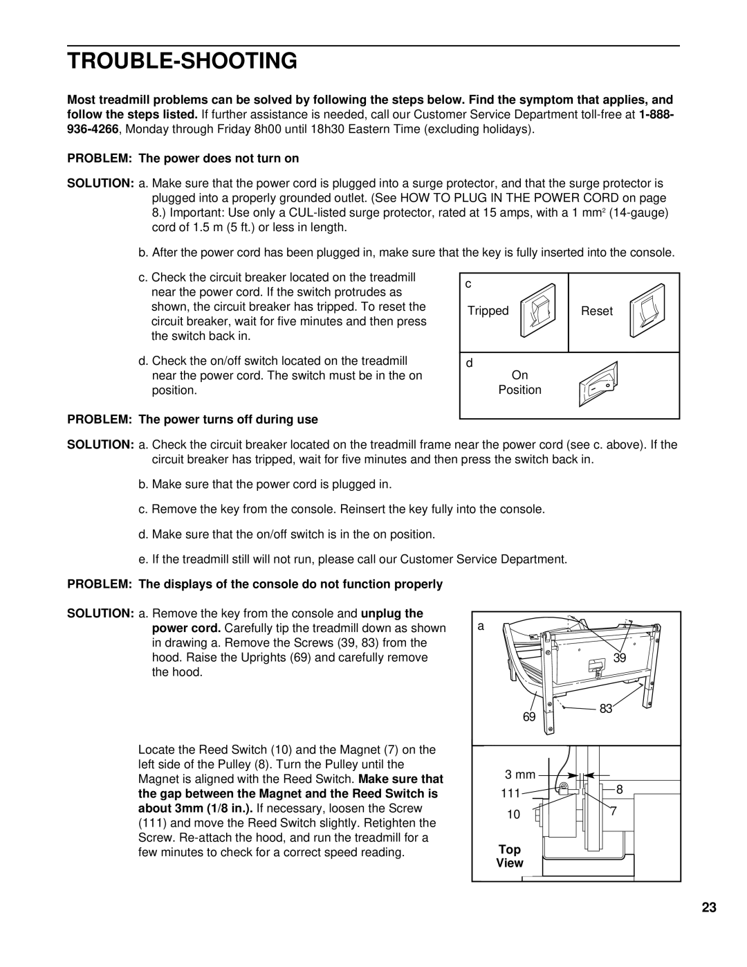 NordicTrack NCTL09993 manual Trouble-Shooting, Solution 