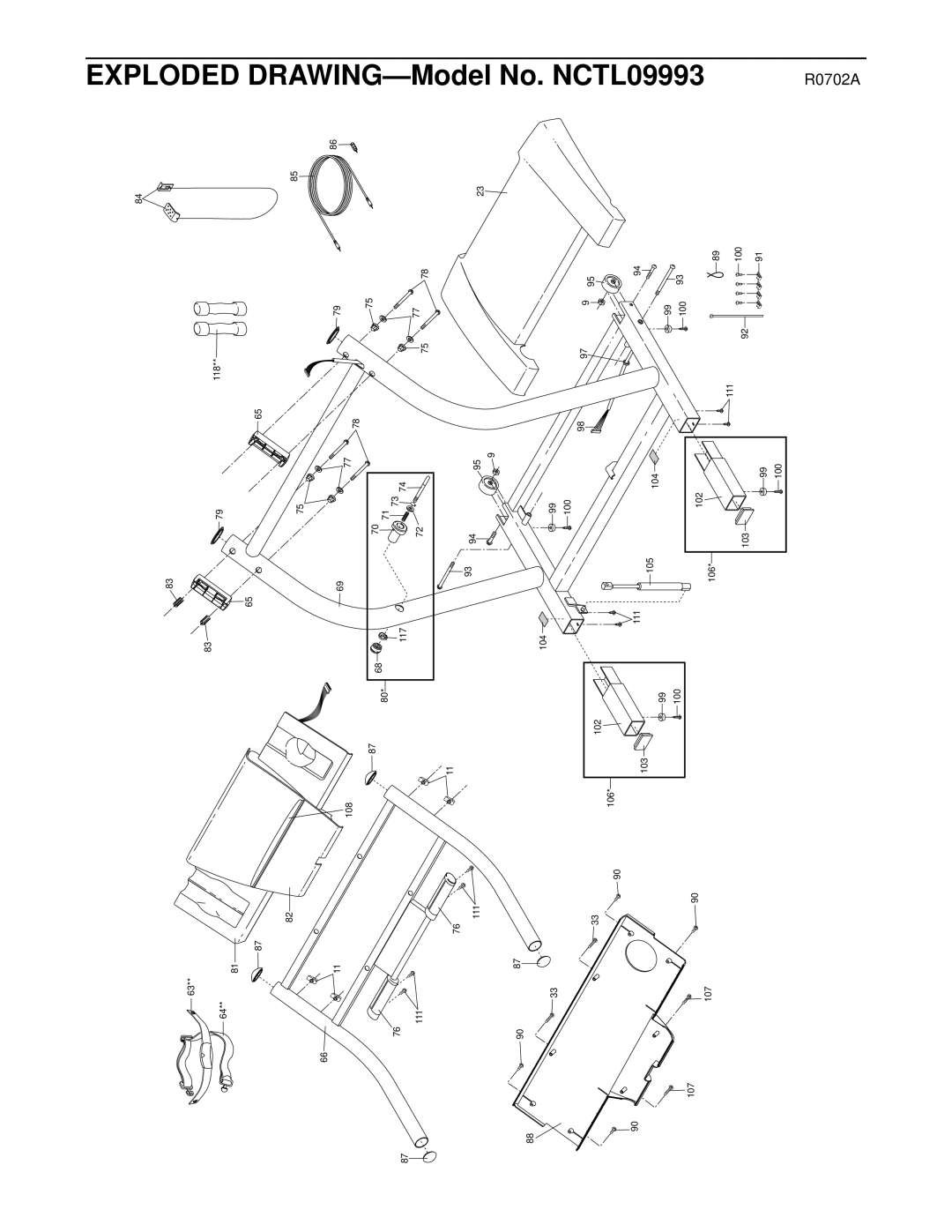 NordicTrack manual Exploded DRAWING-Model No. NCTL09993 