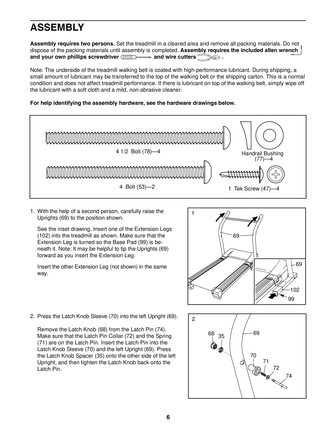 NordicTrack NCTL10840 manual Assembly 