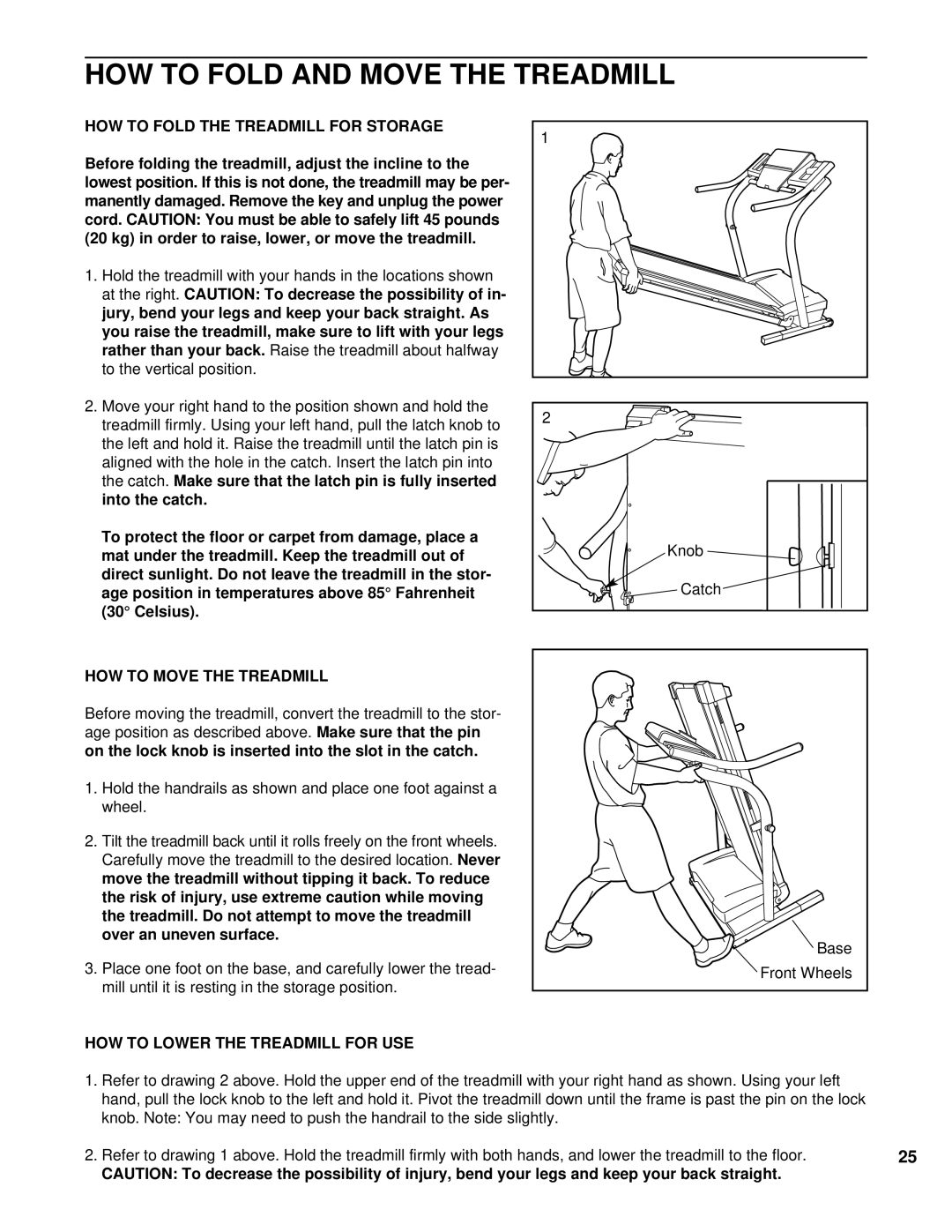 NordicTrack NCTL11990 HOW to Fold and Move the Treadmill, HOW to Fold the Treadmill for Storage, HOW to Move the Treadmill 