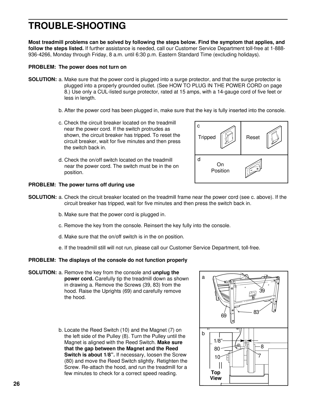NordicTrack NCTL11990 user manual Trouble-Shooting, Solution 