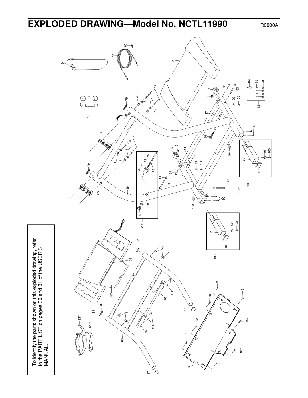 NordicTrack NCTL11990 user manual Exploded, R0800A 