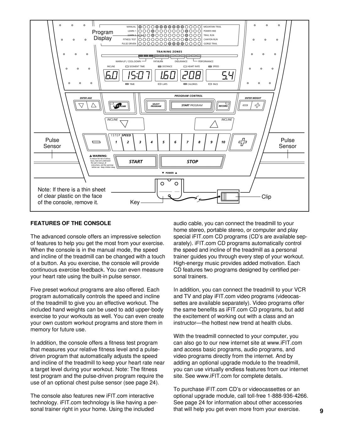 NordicTrack NCTL11990 user manual Features of the Console 