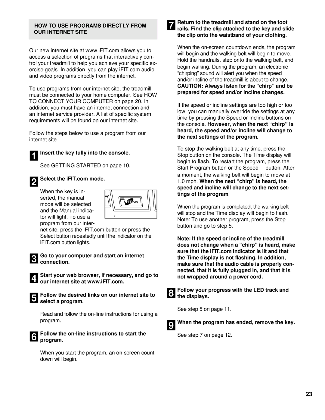 NordicTrack NCTL11992 manual HOW to USE Programs Directly from OUR Internet Site, Connection, And/or incline changes 