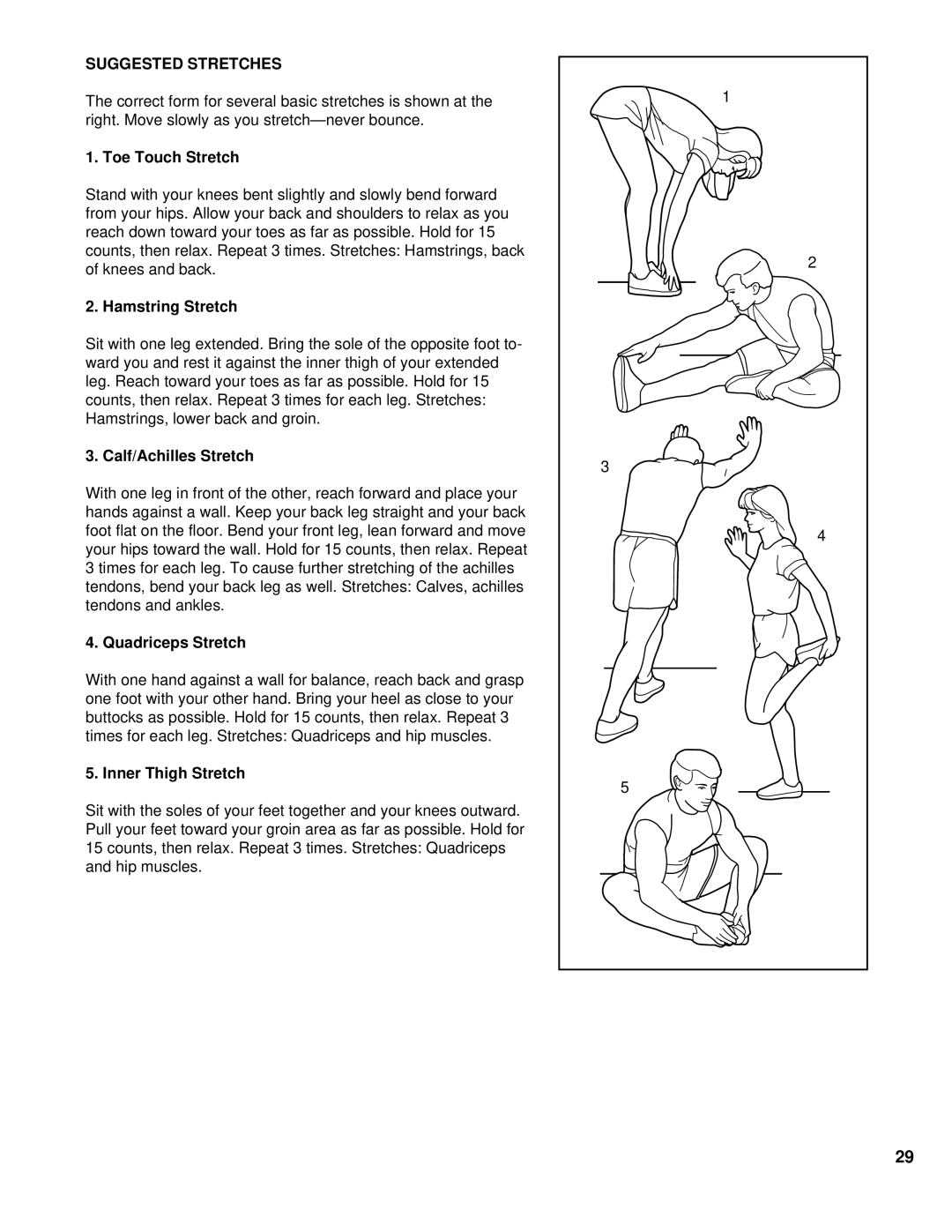 NordicTrack NCTL15991 user manual Suggested Stretches 