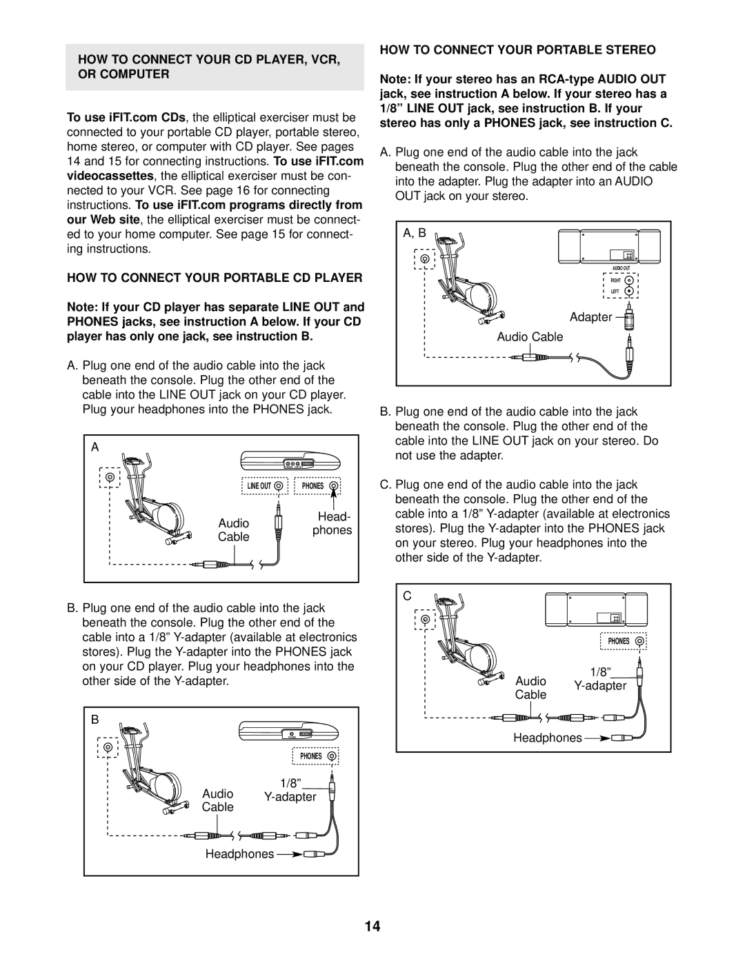 NordicTrack NEL07940 user manual HOW to Connect Your CD PLAYER, VCR Or Computer, HOW to Connect Your Portable CD Player 