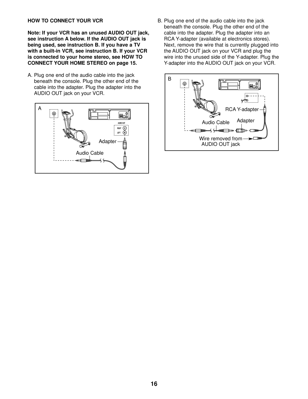 NordicTrack NEL07940 user manual HOW to Connect Your VCR, Adapter Audio Cable 